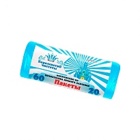 Мешки для мусора 60 л, голубые, в рулоне 20 шт., ПНД, 7 мкм, 680х580 мм, Королевство Чистоты, МК3988 (ПЭКЧ-60-20г) в Дмитрове