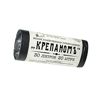 Мешки для мусора 30 л, черные, в рулоне 20 шт., ПНД, 7 мкм, 560х440 мм, Крепаномъ, 4607075710580 в Дмитрове