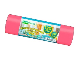 Мешки для мусора 120 л, с завязками, красные, в рулоне 10 шт., ПНД, 15 мкм, 800х750 мм, VIP, Z12010red в Дмитрове