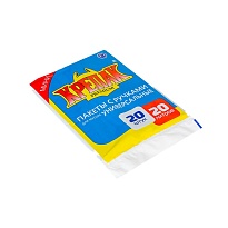 Мешки для мусора 20 л, с ручками, черные, в пачке 20 шт., ПНД, 10 мкм, 550х440 мм, Крепак, 4607075710085 в Дмитрове