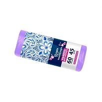 Мешки для мусора 60 л, сиреневые, в рулоне 45 шт., ПНД, 8 мкм, 700х600 мм, Узоры Чистоты, МУ4244 (МН 60-45сир) в Дмитрове