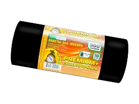 Мешки для мусора 300 л, черные, в рулоне 10 шт., ПВД 70 мкм, 1400х1000 мм, PREMIUM+, 30010160 в Дмитрове