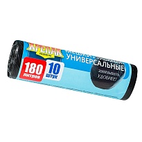 Мешки для мусора 180 л, с ушками, черные, в рулоне 10 шт., ПНД, 20 мкм, 1150х800 мм, Крепак, 4607075710498 в Дмитрове Мешки для мусора 180 л, с ушками, черные, в рулоне 10 шт., ПНД, 20 мкм, 1150х800 мм, Крепак, 4607075710498 в Дмитрове