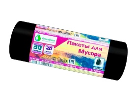 Мешки для мусора 30 л, черные, в рулоне 20 шт., ПНД, 7 мкм, 600х500 мм, MIRPACK Classik, 302040 в Дмитрове