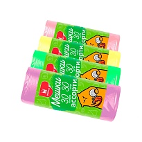 Мешки для мусора 30 л, ассорти, в рулоне 30 шт., ПНД, 5 мкм, 560х480 мм, Эконом, МЭ8716 в Дмитрове