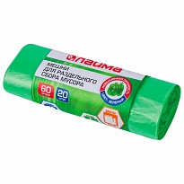 Мешки для мусора 60 л, зеленые, в рулоне 20 шт., ПНД, 10 мкм, 680х580 мм, LAIMA, 606704 в Дмитрове Мешки для мусора 60 л, зеленые, в рулоне 20 шт., ПНД, 10 мкм, 680х580 мм, LAIMA, 606704 в Дмитрове