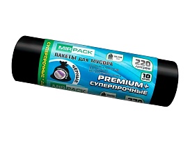 Мешки для мусора 220 л, черные, в рулоне 10 шт., ПВД, 45 мкм, 1250х930 мм, PREMIUM+, 2201068 в Дмитрове Мешки для мусора 220 л, черные, в рулоне 10 шт., ПВД, 45 мкм, 1250х930 мм, PREMIUM+, 2201068 в Дмитрове