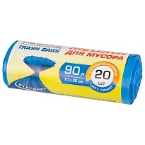 Мешки для мусора 90 л, синие, в рулоне 20 шт., ПНД, 14 мкм, 900х700 мм, LAIMA ULTRA, 607693 в Дмитрове