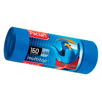 Мешки для мусора 160 л, с ушками, синие, в рулоне 10 шт., ПВД, 30 мкм, 1250х900 мм, PACLAN Multitop, 604064 в Дмитрове