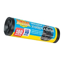 Мешки для мусора 180 л, черные, в рулоне 10 шт., ПНД, 20 мкм, 1150х800 мм, Крепак, 4607075710481 в Дмитрове