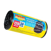 Мешки для мусора 120 л, черные, в рулоне 30 шт., ПНД, 15 мкм, 1100х700 мм, Крепак, 4607075710122 в Дмитрове