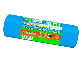 Мешки для мусора 240 л, ароматизированные, синие, в рулоне 10 шт., ПВД 30 мкм, 1300х930 мм, STANDART, 24010661 в Дмитрове Мешки для мусора 240 л, ароматизированные, синие, в рулоне 10 шт., ПВД 30 мкм, 1300х930 мм, STANDART, 24010661 в Дмитрове