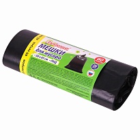 ММешки для мусора 60 л, черные, в рулоне 20 шт., ПНД, 8 мкм, 650х580 мм, Любаша, 608092 в Дмитрове