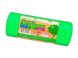 Мешки для мусора 180 л, ароматизированные, биоразлагаемые, зеленые, в рулоне 10 шт., ПВД, 40 мкм, 1300х930 мм, PURE ECOLOGY, bio1801081 в Дмитрове Мешки для мусора 180 л, ароматизированные, биоразлагаемые, зеленые, в рулоне 10 шт., ПВД, 40 мкм, 1300х930 мм, PURE ECOLOGY, bio1801081 в Дмитрове