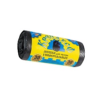 Мешки для мусора 30 л, с ушками, черные, в рулоне 30 шт., ПНД, 8 мкм, 580х460 мм, Крепакоф, 4607075710238 в Дмитрове