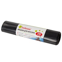 Мешки для мусора 240 л, черные, в рулоне 5 шт., ПВД 30 мкм, 1300х900 мм, Любаша, 605338 в Дмитрове