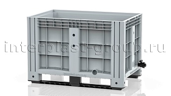 Контейнер iBox сплошной на полозьях с краном серый в Дмитрове