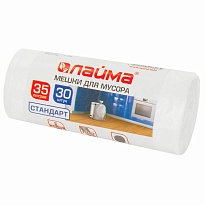 Мешки для мусора 35 л, белые, в рулоне 30 шт., ПНД, 6 мкм, 550х480 мм, LAIMA, 605538 в Дмитрове