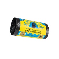 Мешки для мусора 20 л, с ушками, черные, в рулоне 30 шт., ПНД, 10 мкм, 550х440 мм, Крепакоф, 4607075710221 в Дмитрове