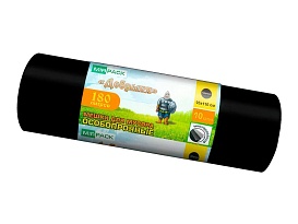 Мешки для мусора 180 л, ароматизированные, черные, в рулоне 10 шт., ПВД, 100 мкм, 1100х930 мм, Добрыня, Dob18010black в Дмитрове
